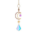 Gold Moon Star Hamsa Cherry Quartz Suncatcher
