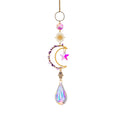 Gold Hamsa Moon Stars Amethyst Beads Suncatcher