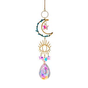Gold Suncatcher with Evil Eye and Moon and Stars