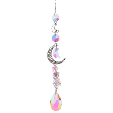 Clear Suncatcher Teardrop with Moons and Stars