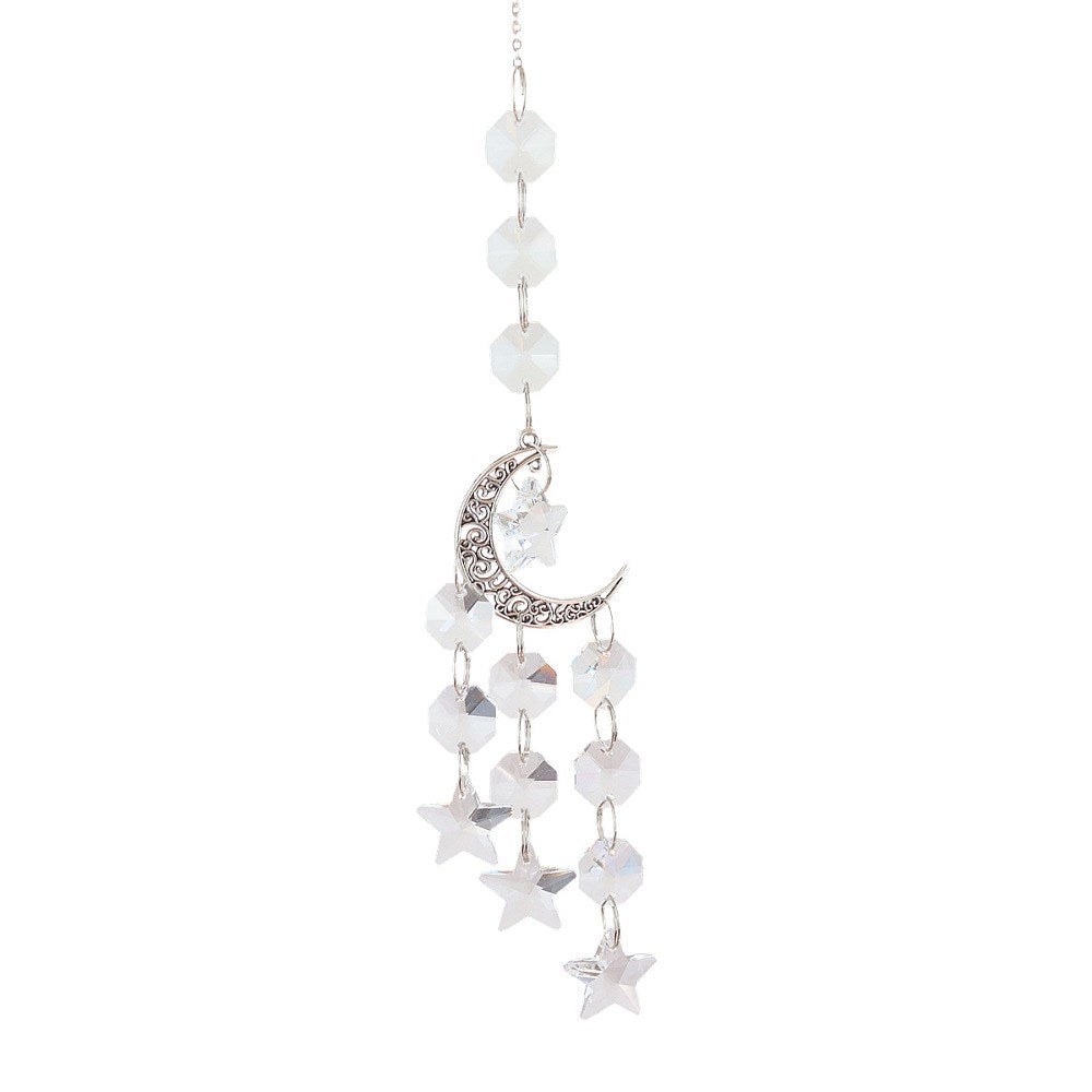 Clear Glass Stars Moon Charm Suncatcher