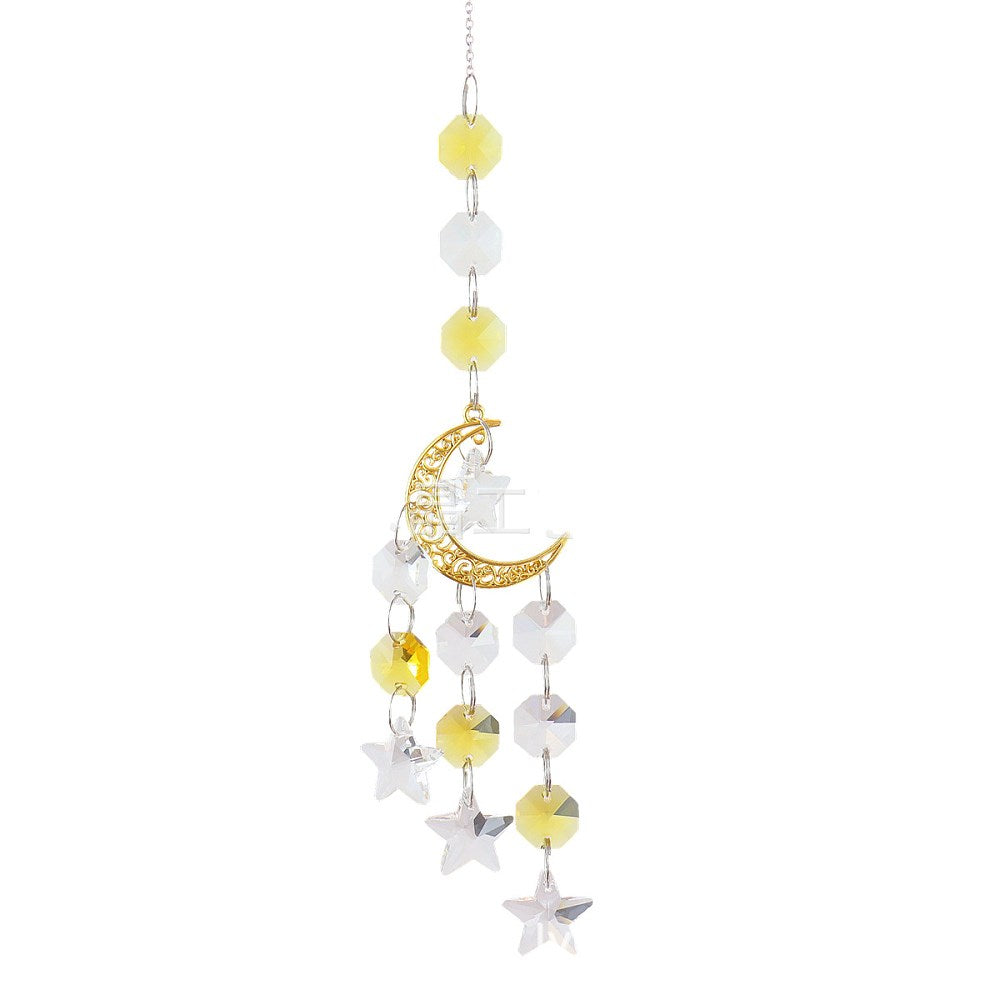 Yellow Suncatcher with Gold Moons and Stars