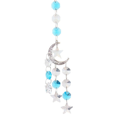 Aqua and clear glass Stars moon charm Sun catcher