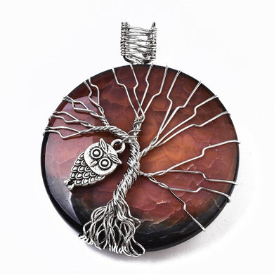 Agate with Wire Wrap Tree Pendant 1