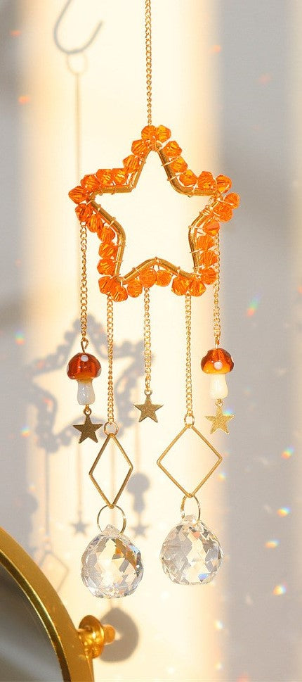 Orange Star Mushroom Suncatcher